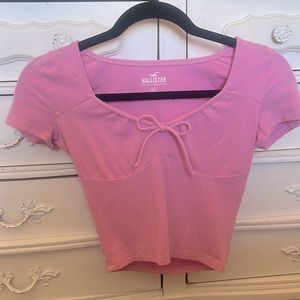 Hollister pink bow tie baby tee